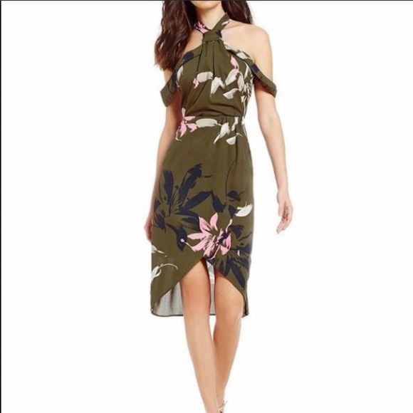 H by Halston Dresses & Skirts - H by Halston Olive Green Draped Halter Dress